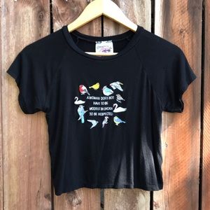 Omighty crop top embroidered birds